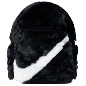 NIKE WOMEN SPORTSWEAR FUTURA 365 FAUX FUR MINI BACKPACK (6L) (BLACK / BLACK / WHITE) FB3049-010